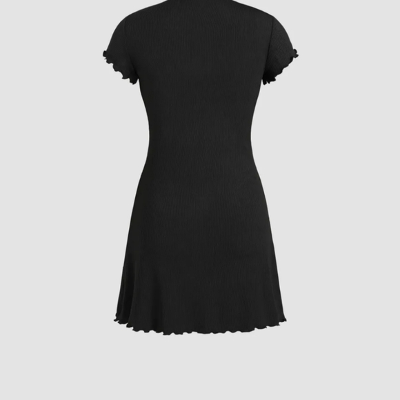 Cider Solid Lettuce Trim Short Dress - Picture 6 of 15